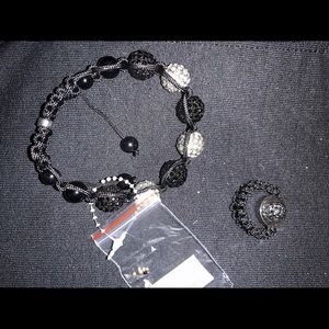 Men’s Black & Sliver Shamballa Bracelet & Ring
